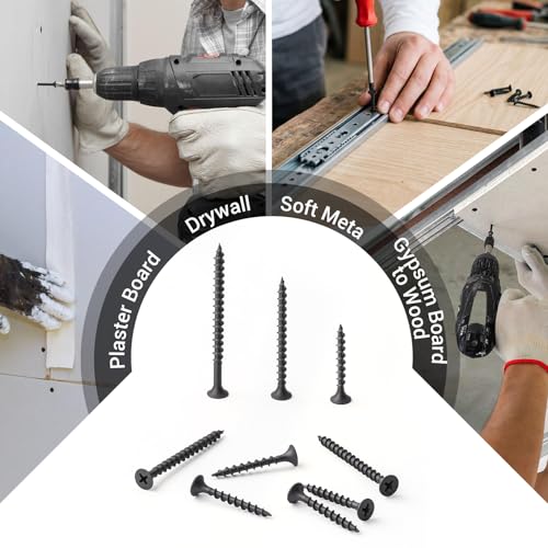 meite Sheetrock Drywall Screws #8 x 2-1/2 Inch Coarse Thread Wood Screw for Dry Wall, Black, Phillips Drive, Bugle Head 93PCS - size: #8 x 2-1/2 Inch