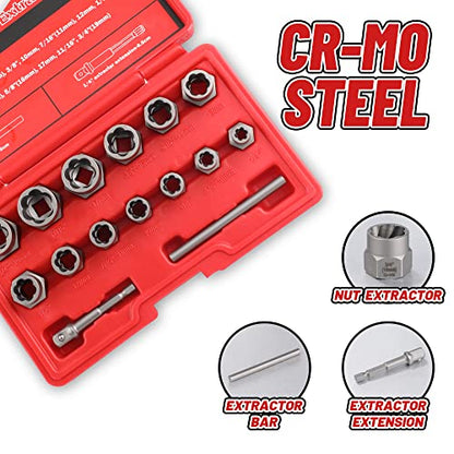 15-Pcs Bolt Extractor Set 3/8'' Drive Easy Out Bolt Extractor Set - size: 15Pcs