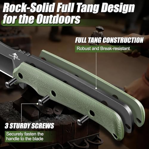 Purple Dragon Fixed Blade Knife - Full Tang Hunting Knife Green - size: 3 inch