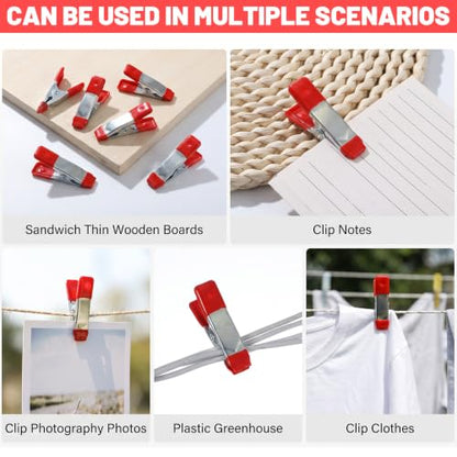 25 Pcs Small Spring Clamps, 3/4" Heavy Duty Metal Clips(Red) - color: Red