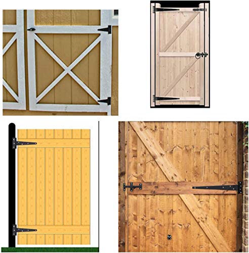 T-Strap Shed Hinge Gate Strap Heavy Duty Hinge Door Barn Gates Hinges (6, 12 inch) - size: 12 Inch
