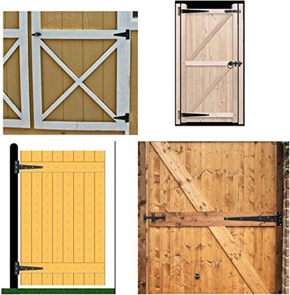 T-Strap Shed Hinge Gate Strap Heavy Duty Hinge Door Barn Gates Hinges (6, 12 inch) - size: 12 Inch
