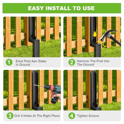 Fence Post Repair Kit, Heavy Duty Fence Post Ground Spike Anchor - 2Pack - color: Black-2Pack
