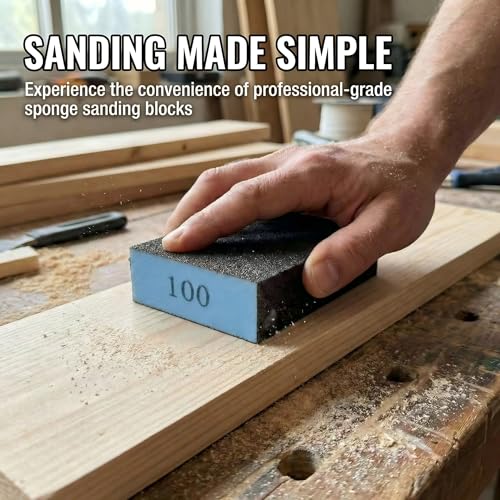 8 Pack Sanding Sponge Blocks,100 Grit Cuttable Washable Reusable Wet Dry Sanding Blocks for Drywall, Wall, Metal, Wood Furniture, Woodworking, Home Renovation - color: 100 Grit