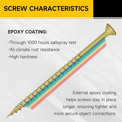 152Pcs Wood Screws #10 x 2-1/2" 2lb Box, Deck Screws 2 1/2 Inch, T25 Torx Drive Head, Outdoor Construction Screws, Rust Resistant, Epoxy Coated for Exterior Wood Working, Tan by Mywish - size: 2lb Box, style: #10 x 2-1/2"