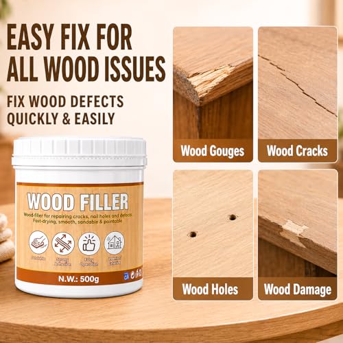 Wood Filler Repair Kit, 16.9oz Wood Putty White