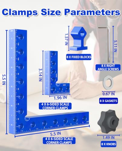 8 Pcs Corner Clamps for Woodworking, 90 Degree Clamp With Storage Box. - size: 8PCS