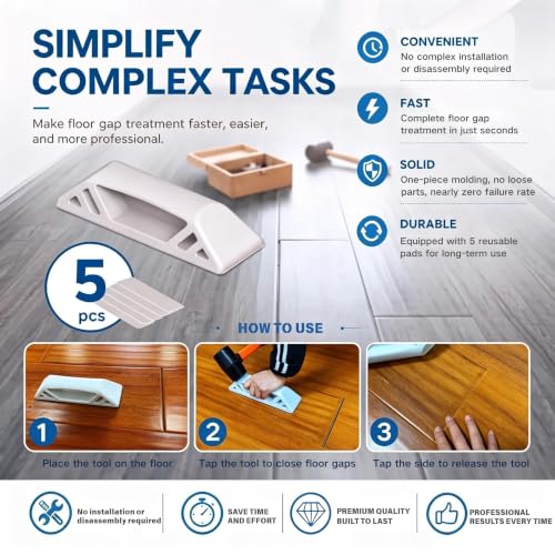 Updated Version Floor Gap Fixer Tool-LVP Installation Kit-Includes 5 Sheets Reusable Pads | Simple Operation & Floor Protection | Fits Mainstream Wood/Vinyl & Most Regular Textured Floors