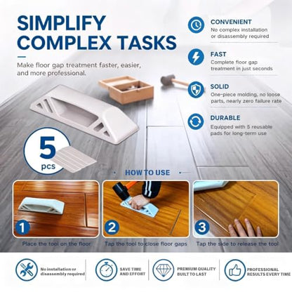 Updated Version Floor Gap Fixer Tool-LVP Installation Kit-Includes 5 Sheets Reusable Pads | Simple Operation & Floor Protection | Fits Mainstream Wood/Vinyl & Most Regular Textured Floors