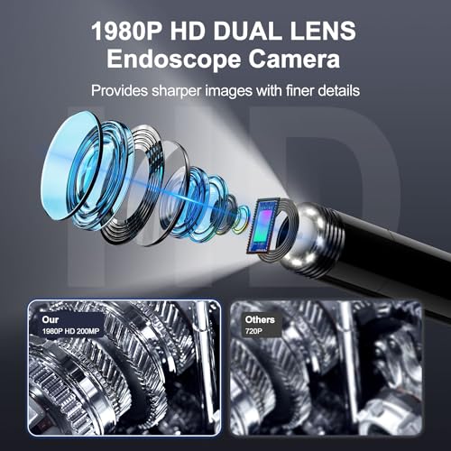 1920P Single Lens Waterproof Endoscope Camera with Light for iOS Android - color: Single-Lens-Black