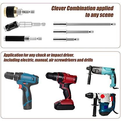 6Pcs Drill Bit Magnetic Bit Holder Extension Set with Degree Pivot Driver