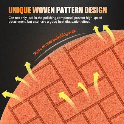 POLIWELL Buffing Polishing Pads 5 Inch, 7Pcs Buffing Sponge Pads Kit 5.5" Face for 5" Backing Plate, Compound Cutting Foam Pads, Wool Pad for Car Buffer Polisher, Compounding Polishing and Waxing - size: 5 Inch
