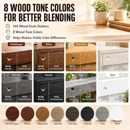 Carpenter Bee Hole Repair Kit, 308 PCS with Tapered Wood Plugs