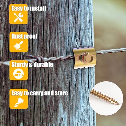 Fence Staples, Fence Post Screws for Softwoods, Fence Fasteners for Wire Fencing, Reuse Fence Staple Nails with Wire Fixer for Wire Mesh and Woven Fencing-200 Pcs - size: 1.8 inch-200 Pcs