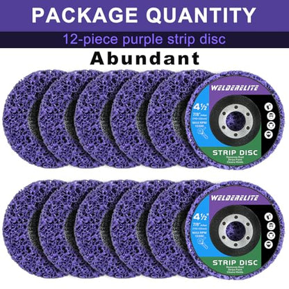 Paint Stripping Discs 12-Pack, 4-1/2" Purple Strip Disc Wheel for Angle Grinder, Ideal for Paint, Rust, and Grime Removal, Metal and Wood Stripping - style: 12 pack purple 4-1/2"