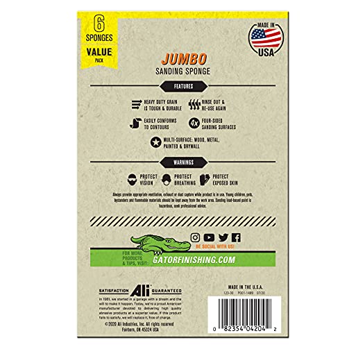 Gator Multi-Surface Sanding Sponge, Extra Fine/Fine Grit - size: Fine/Extra Fine