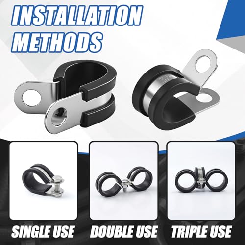 50 Pcs 3/8 Inch Cable Clamps Stainless Steel Pipe Clamps Holder - size: 3/8 Inch