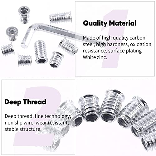 Swpeet 50Pcs 5/16" -18 x 12mm White Zinc Plated Carbon Steel Carbon Furniture Screw in Nut Threaded Wood Inserts Threaded Inserts Bolt Fastener Connector Hex Socket (5/16" -18 x 12mm) - size: 5/16" -18 x 12mm