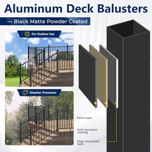 Egadis 2.56 in x 2.56 in x 45 in Aluminum Railing Post with Screws - color: The 45in Post - 1Pack
