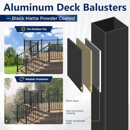 Egadis 2.56 in x 2.56 in x 45 in Aluminum Railing Post with Screws - color: The 45in Post - 1Pack