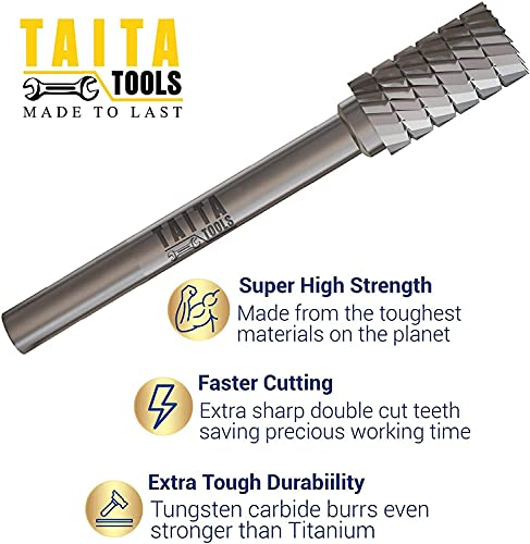 SA-3 Cylindrical Double-Cut Carbide Burr, 1/4 in Shank, 10 Pack - style: 10pc