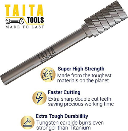 SA-3 Cylindrical Double-Cut Carbide Burr, 1/4 in Shank, 10 Pack - style: 10pc