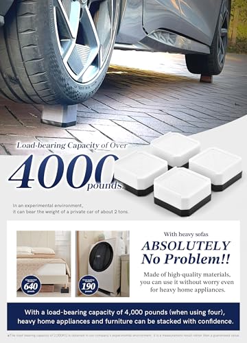 EclatBain Adjustable Bed Risers 1.5 Inch, 4000 lbs, 4 Pack White - color: Square-4 Pack-white, size: 1 Layer(1.5inch)