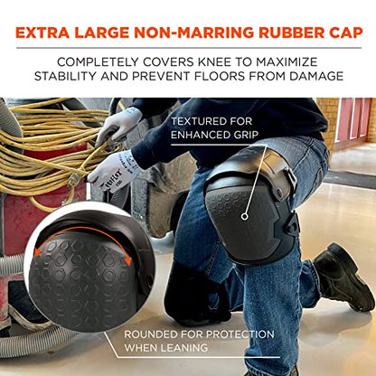 Ergodyne ProFlex 360 Knee Pad, Hinged Design, Hard Shell, Non-Marring Rubber Cap, Extra Large