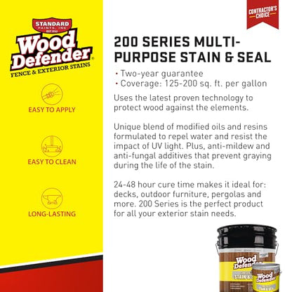 Wood Defender 200 Series Stain and Seal, Cedar Tone, 5-Gallon - color: Cedar Tone, size: 5 Gallon