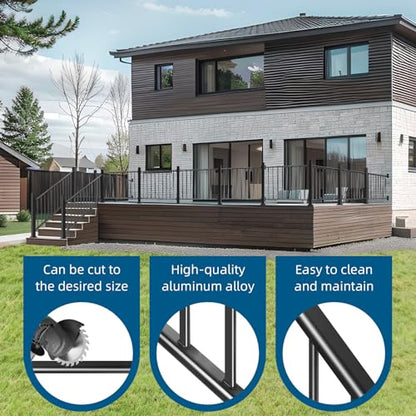 38in H x 2ft W Aluminum Horizontal Deck Railing,Black,1 Panel - size: 38in.H x 2ft.W