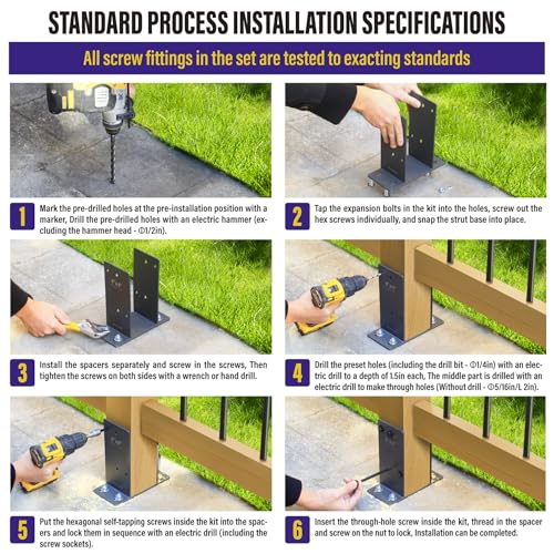 Hulave 1 Pack Stainless Steel 4" x 4" (Actual: 3.5" x 3.5") Post Base, Suitable for Terrace Railing, Fence, Mailbox, Gazebo, Porch, etc Concrete Support Anchor Base Post Anchor Bracket (Dark Gray) - size: 4"x4" (Actual 3.5"x3.5")