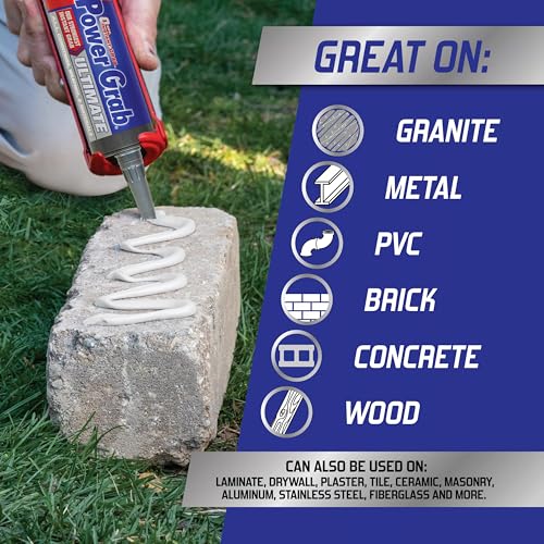 Loctite Power Grab Ultimate Construction Adhesive, 9 fl oz Cartridge, 1 Pack - Versatile High Strength, Wide Temperature Range Construction Glue - size: 9 fl oz Cartridge, Pack of 1