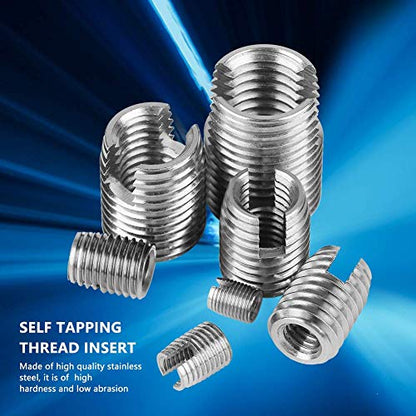 Tyenaza 50Pcs Quick Thread Insert with Storage Case, M3 M12 Self Tapping Thread Insert, Stainless Steel Inner Thread Self Tapping Thread Inserts Set, Thread Reinforce Repair Tool