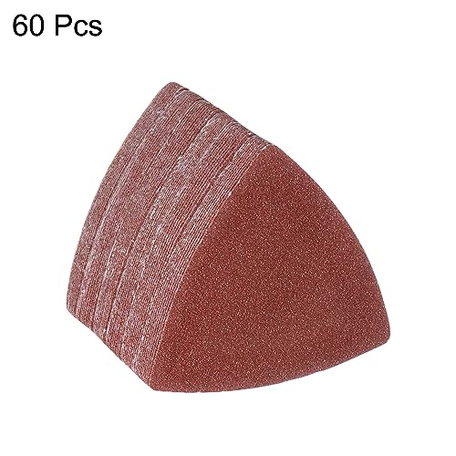 HARFINGTON 60pcs Triangular Hook & Loop Sandpapers 80 Grits 3-1/8" Aluminum Oxide Sanding Pads Random Orbital Mouse Detail Sander Papers Oscillating Multi Tool Sheets - size: 80 Grits