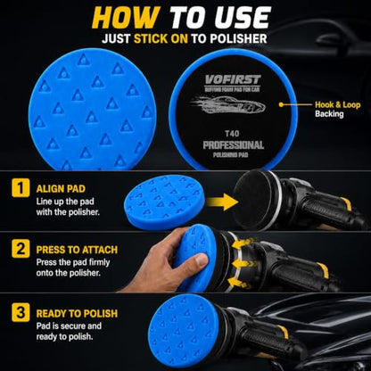 8 Pcs Buffing Pads, Polishing Pad 5.5 Inch 138mm for 5 Inch Backing Plate, High-Density & Reusable Buffing Sponge Pads and Woolen Pads Cutting Polishing Pad Kit for Car Buffer Polisher & Waxing - size: 5.5 inch