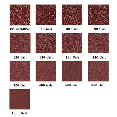 SPEEDWOX 50Pcs 40 Grit Triangle Sanding Pads, 90mm 6 Holes for Multi Tool - style: 40 Grit