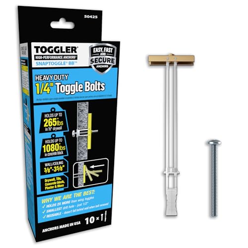 TOGGLER SNAPTOGGLE BB Toggle Anchor with Bolts, 1/4-20 UNC, 10 Pack - size: 10 pack w/bolts