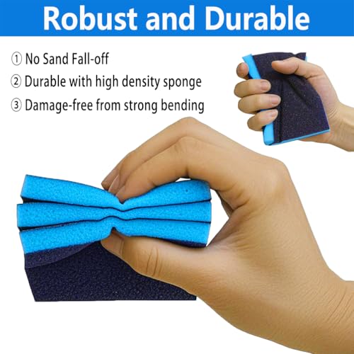 16 Pack 100 Grits Sanding Sponge, Medium Sanding Block, Washable and Reusable Wet Dry Sandpaper Block Sandpaper Sponge for Wood Metal FurniturePaint and Drywall - color: Blue, size: 100 Grits-16PCS