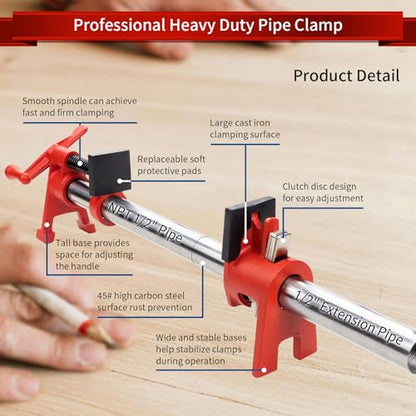 2-Pack 24 Inch Pipe Style Bar Clamps for Woodworking Gluing