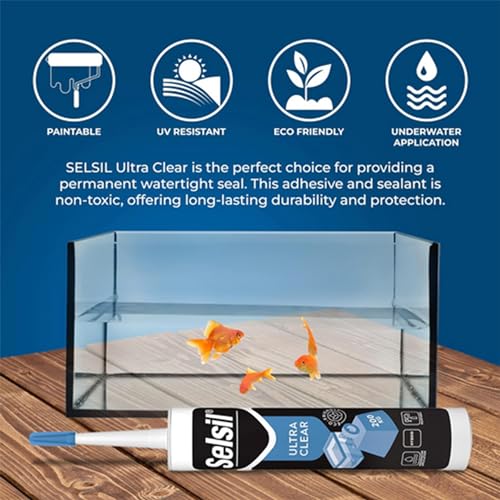 SELSIL Ultra Crystal Clear Mounting Adhesive & Sealant - Indoor & Outdoor Construction Adhesive, 100% Transparent Bonding and Sealing, Waterproof (9.8 fl oz/290 ml)