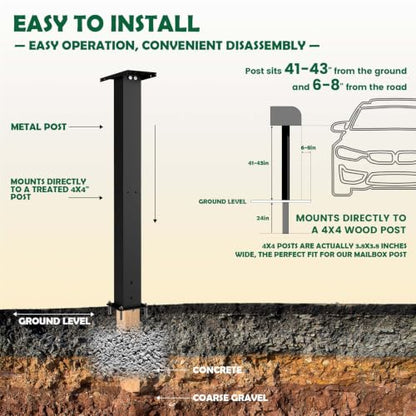 43" Heavy Duty Steel Mailbox Post with Base Plate