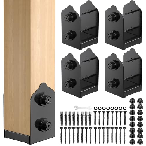 4x4 Post Base, 4Pcs Stainless Steel Adjustable Post Anchor Bracket - size: 4x4