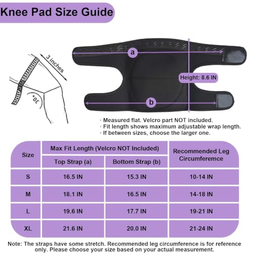 Knee Pads for Women Men, Adjustable Knee Cushions, Purple M (1 Pair) - color: Purple, size: Medium