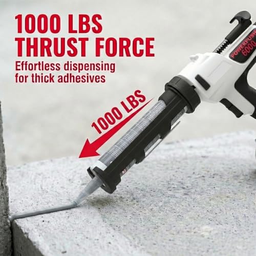6000 Series Cordless Caulking Gun – 20V Lithium Battery Powered Electric 10oz Cartridge Dispenser, Lightweight 3.75 lbs, 1000 lb Thrust, No-Drip Sealant & Adhesive Applicator - size: 10oz / 300ml, style: Cordless 20V (6000 Series)