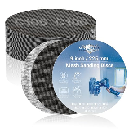9 Inch Mesh Sanding Discs, 100 Grit Sandpaper for Drywall Sander - style: 100 Grit