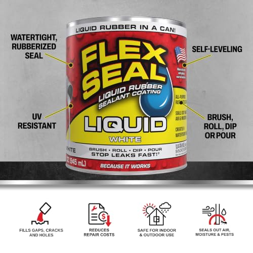 Flex Seal Liquid Rubber Sealant Coating, Waterproof, White, 32 oz - color: White, size: 32 oz