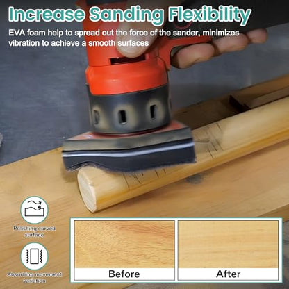 80PCS Detail Sander Sandpaper and 2 Sanding Interface Pads Compatible with M12 Sanders, 80, 120, 150, 180, 240 Grit, 3.5 X 2.5in, Heavy Duty Hook & Loop Triangle Detail Sanding Paper