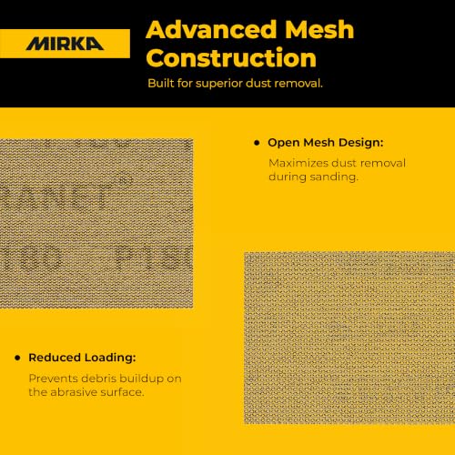 Mirka Abranet 2.75x5 Inch 180 Grit Mesh Sanding Sheets Hook & Loop, 50 Pack - size: Grit 180