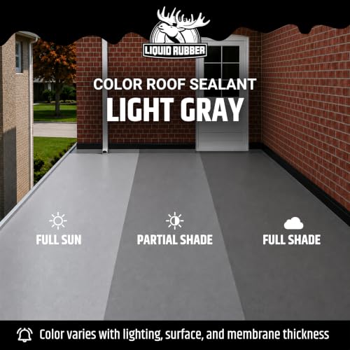 Liquid Rubber Color Roof Sealant - Flat & Metal, Light Gray, 1 Quart - color: Light Gray, size: 1 Quart