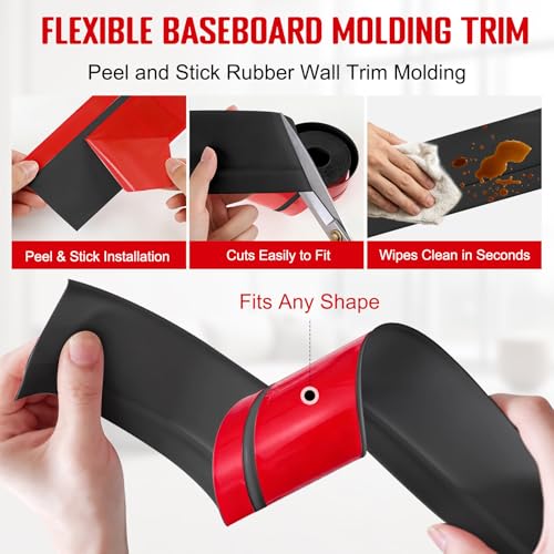 Self-Adhesive Flexible Molding Trim,Waterproof Molding,Black,2.79inX20ft - color: Black(2.79inX20ft)
